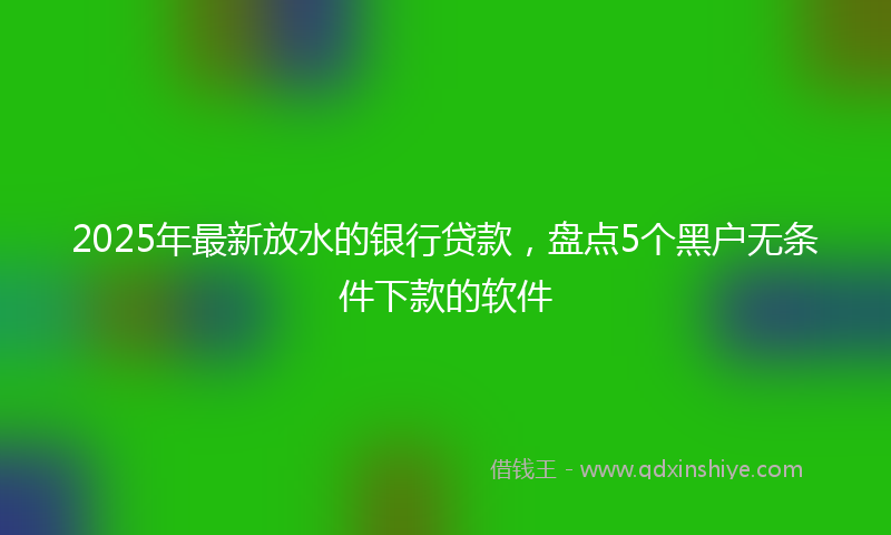 2025年最新放水的银行贷款，盘点5个黑户无条件下款的软件