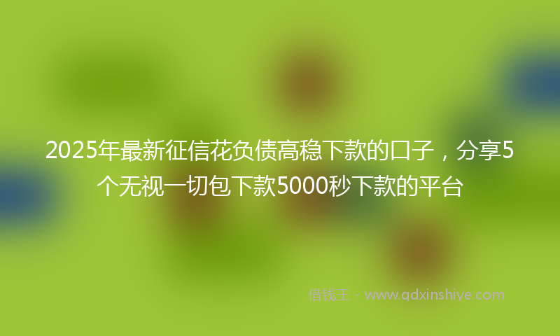 2025年最新征信花负债高稳下款的口子，分享5个无视一切包下款5000秒下款的平台