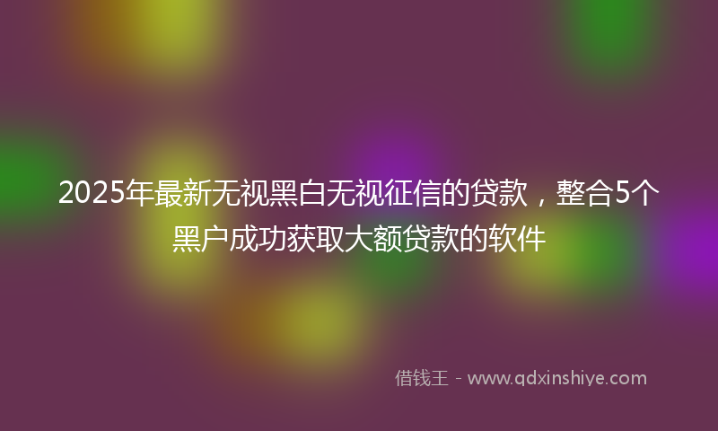 2025年最新无视黑白无视征信的贷款，整合5个黑户成功获取大额贷款的软件