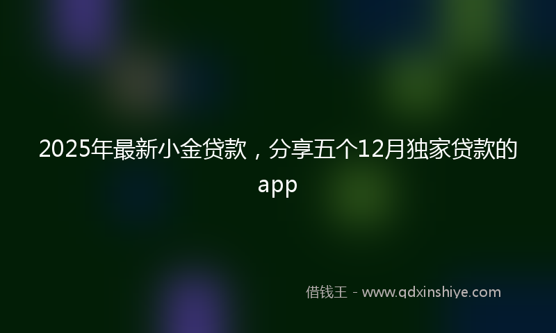 2025年最新小金贷款，分享五个12月独家贷款的app