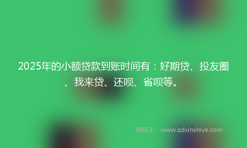 2025年的小额贷款到账时间有：好期贷、投友圈、我来贷、还呗、省呗等。