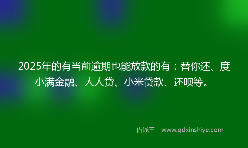 2025年的有当前逾期也能放款的有：替你还、度小满金融、人人贷、小米贷款、还呗等。