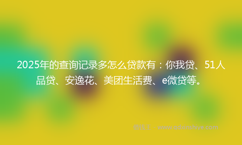 2025年的查询记录多怎么贷款有：你我贷、51人品贷、安逸花、美团生活费、e微贷等。