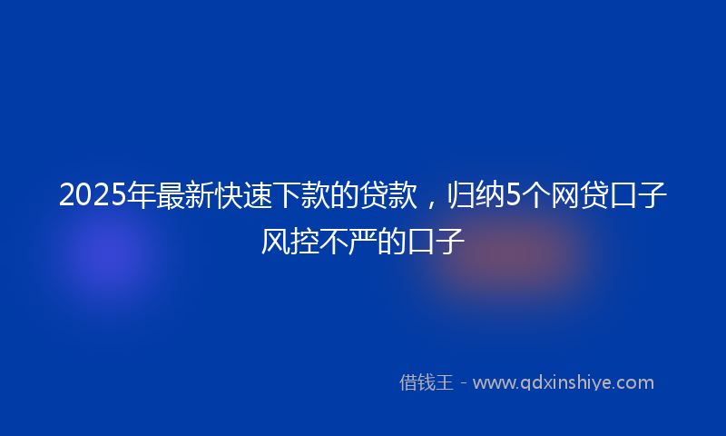 2025年最新快速下款的贷款，归纳5个网贷口子风控不严的口子