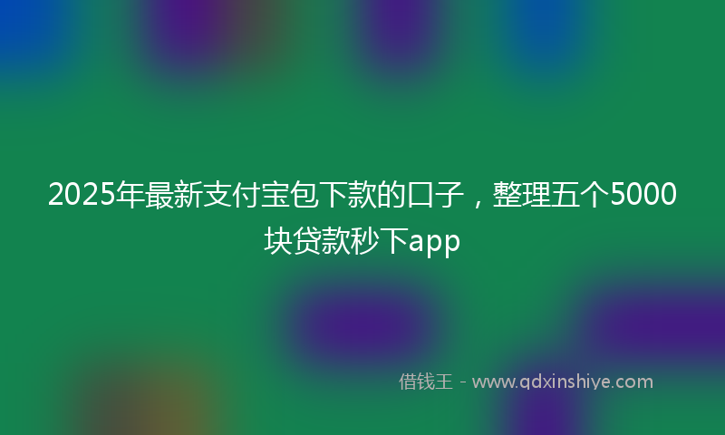 2025年最新支付宝包下款的口子，整理五个5000块贷款秒下app