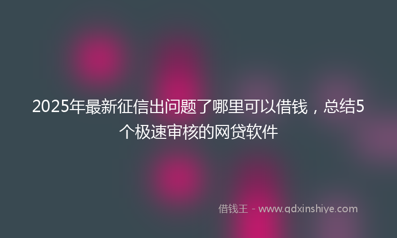 2025年最新征信出问题了哪里可以借钱，总结5个极速审核的网贷软件