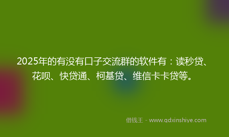 2025年的有没有口子交流群的软件有：读秒贷、花呗、快贷通、柯基贷、维信卡卡贷等。