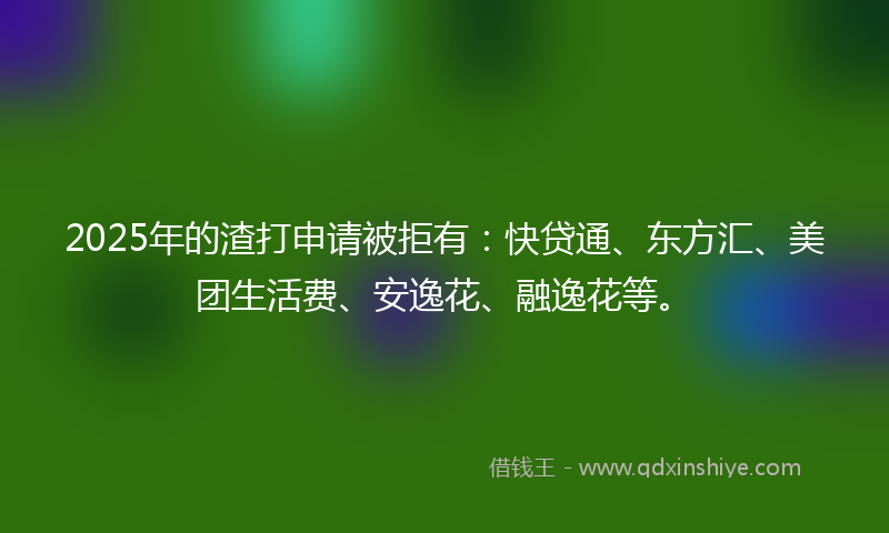 2025年的渣打申请被拒有：快贷通、东方汇、美团生活费、安逸花、融逸花等。