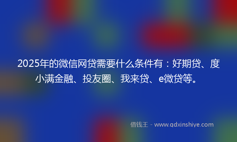 2025年的微信网贷需要什么条件有：好期贷、度小满金融、投友圈、我来贷、e微贷等。