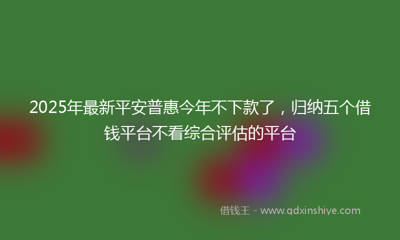 2025年最新平安普惠今年不下款了，归纳五个借钱平台不看综合评估的平台