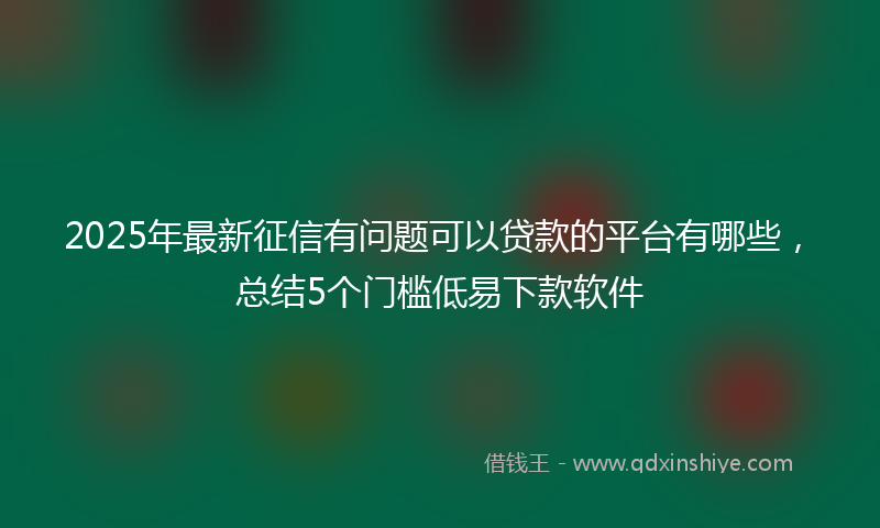 2025年最新征信有问题可以贷款的平台有哪些，总结5个门槛低易下款软件