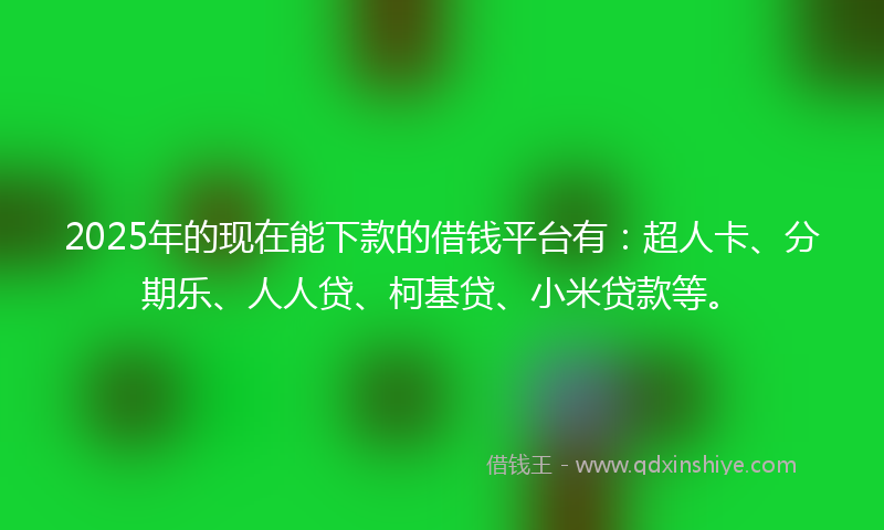 2025年的现在能下款的借钱平台有：超人卡、分期乐、人人贷、柯基贷、小米贷款等。