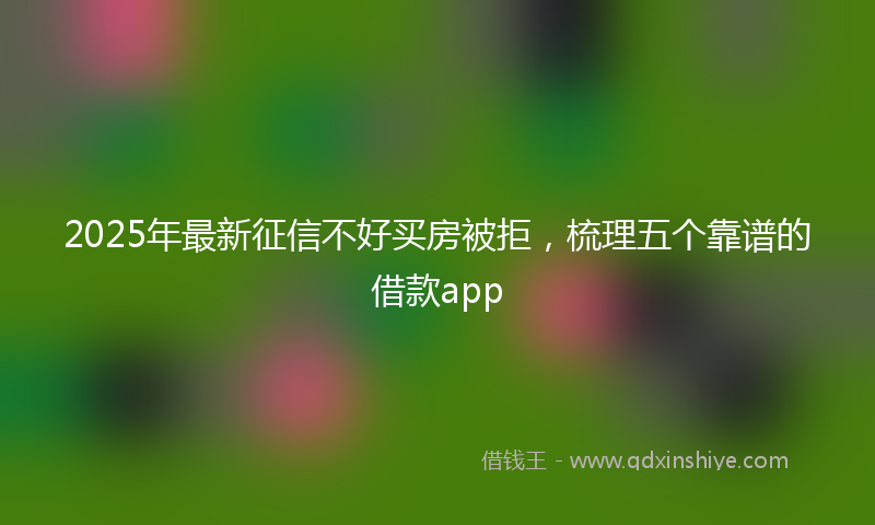 2025年最新征信不好买房被拒，梳理五个靠谱的借款app