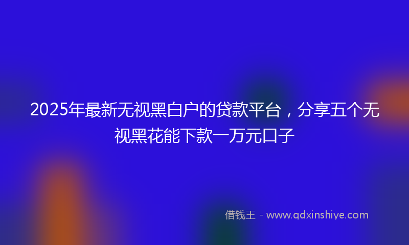 2025年最新无视黑白户的贷款平台，分享五个无视黑花能下款一万元口子