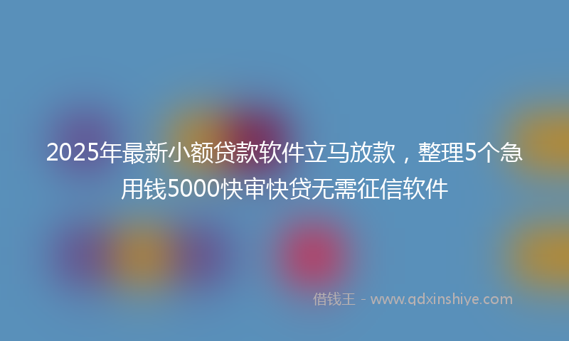 2025年最新小额贷款软件立马放款，整理5个急用钱5000快审快贷无需征信软件