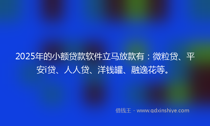 2025年的小额贷款软件立马放款有：微粒贷、平安i贷、人人贷、洋钱罐、融逸花等。