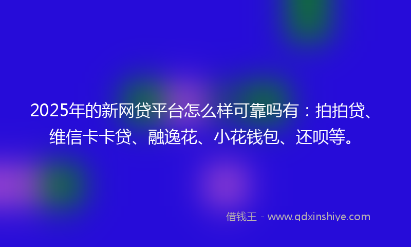 2025年的新网贷平台怎么样可靠吗有：拍拍贷、维信卡卡贷、融逸花、小花钱包、还呗等。