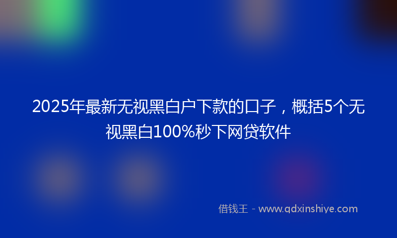 2025年最新无视黑白户下款的口子，概括5个无视黑白100%秒下网贷软件