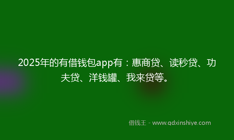 2025年的有借钱包app有：惠商贷、读秒贷、功夫贷、洋钱罐、我来贷等。