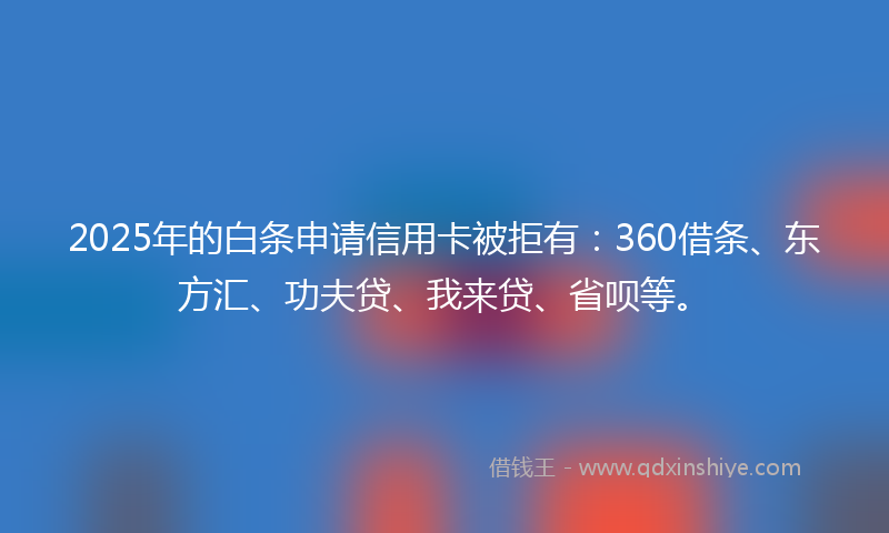 2025年的白条申请信用卡被拒有：360借条、东方汇、功夫贷、我来贷、省呗等。