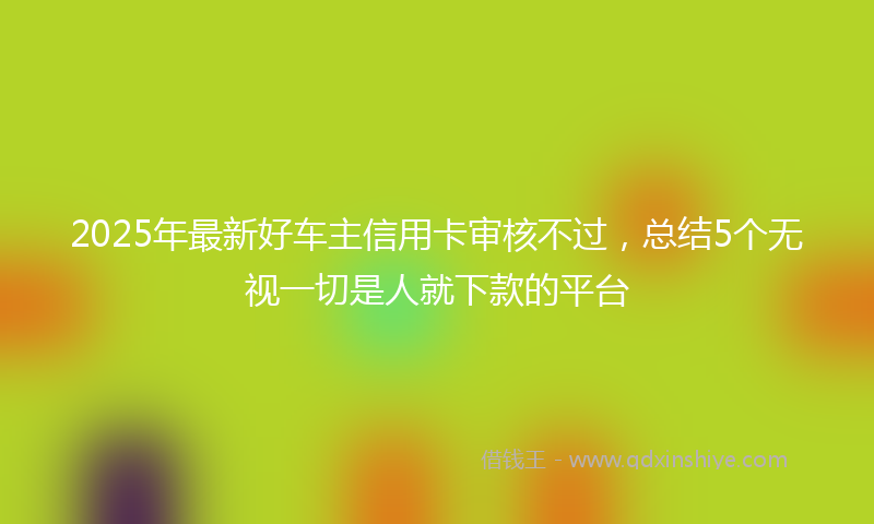 2025年最新好车主信用卡审核不过，总结5个无视一切是人就下款的平台