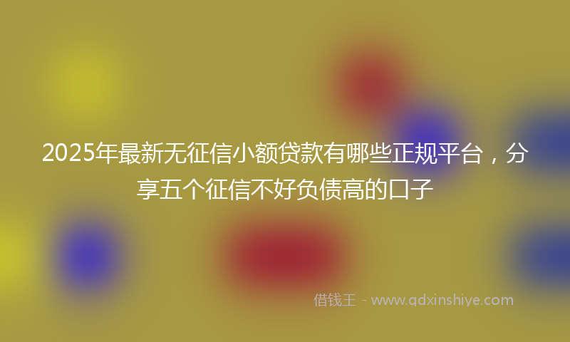 2025年最新无征信小额贷款有哪些正规平台，分享五个征信不好负债高的口子