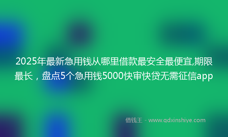 2025年最新急用钱从哪里借款最安全最便宜,期限最长，盘点5个急用钱5000快审快贷无需征信app