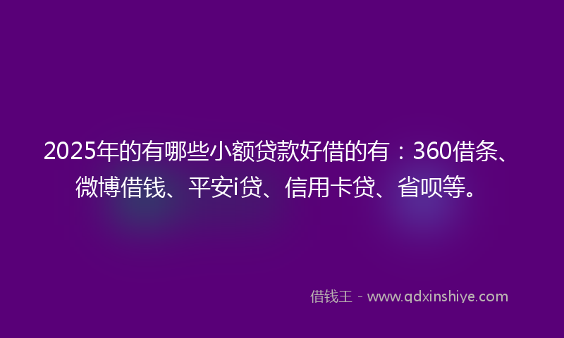 2025年的有哪些小额贷款好借的有：360借条、微博借钱、平安i贷、信用卡贷、省呗等。