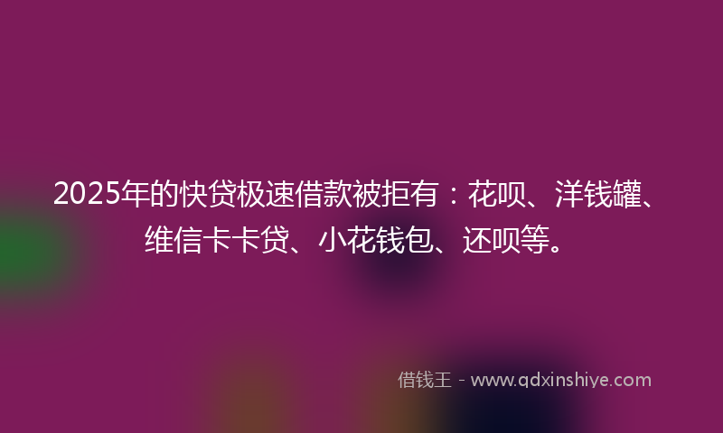 2025年的快贷极速借款被拒有：花呗、洋钱罐、维信卡卡贷、小花钱包、还呗等。