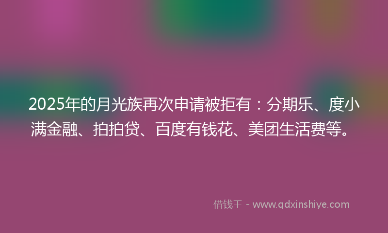 2025年的月光族再次申请被拒有：分期乐、度小满金融、拍拍贷、百度有钱花、美团生活费等。