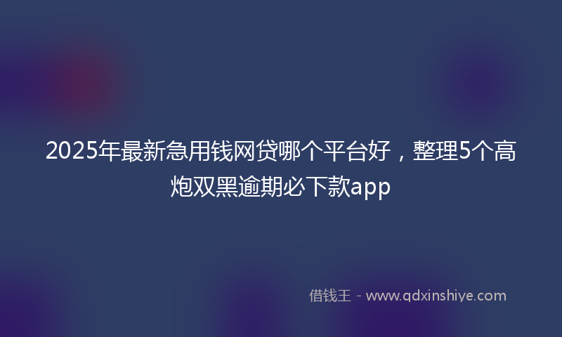 2025年最新急用钱网贷哪个平台好，整理5个高炮双黑逾期必下款app