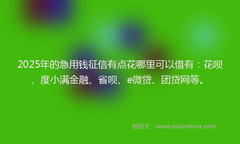 2025年的急用钱征信有点花哪里可以借有：花呗、度小满金融、省呗、e微贷、团贷网等。