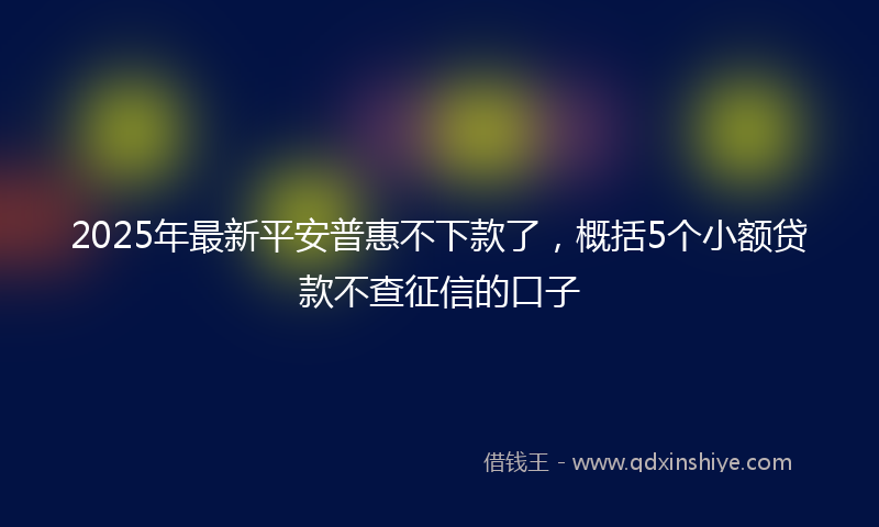 2025年最新平安普惠不下款了，概括5个小额贷款不查征信的口子