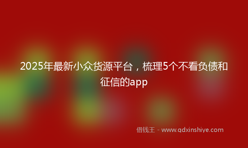 2025年最新小众货源平台，梳理5个不看负债和征信的app