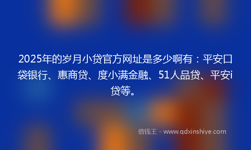 2025年的岁月小贷官方网址是多少啊有：平安口袋银行、惠商贷、度小满金融、51人品贷、平安i贷等。