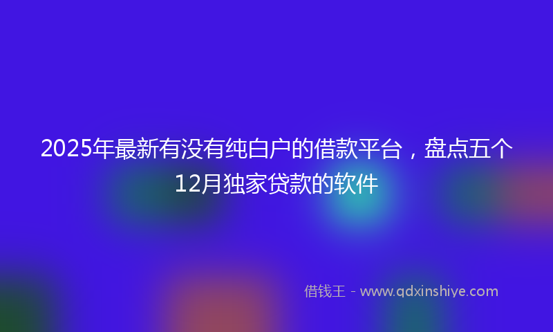 2025年最新有没有纯白户的借款平台，盘点五个12月独家贷款的软件
