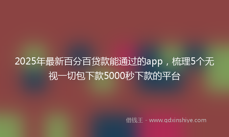 2025年最新百分百贷款能通过的app，梳理5个无视一切包下款5000秒下款的平台