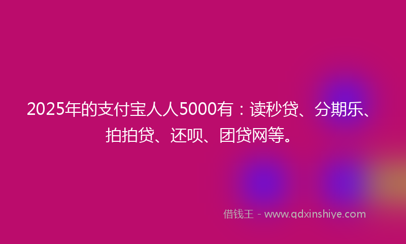 2025年的支付宝人人5000有：读秒贷、分期乐、拍拍贷、还呗、团贷网等。