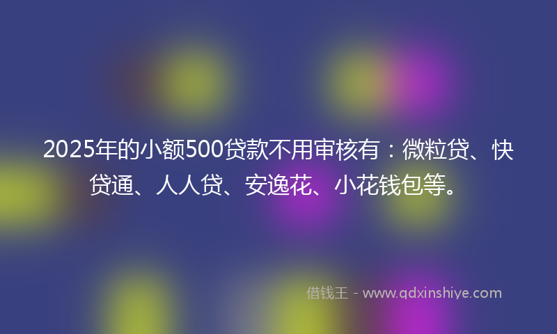 2025年的小额500贷款不用审核有：微粒贷、快贷通、人人贷、安逸花、小花钱包等。