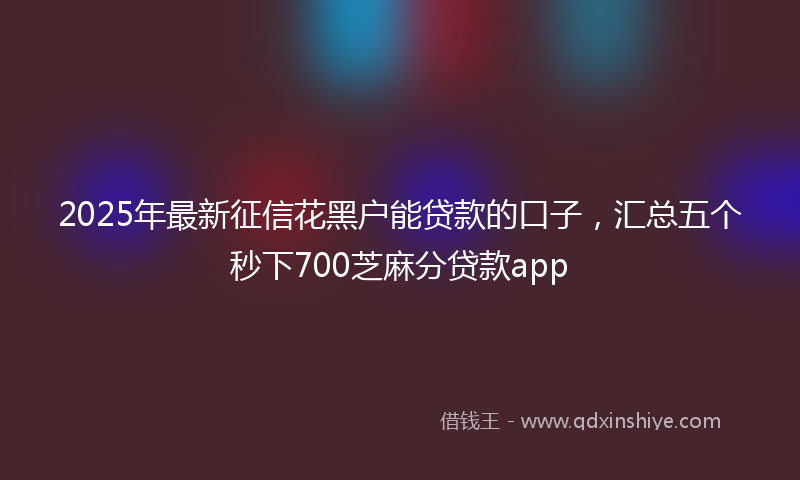 2025年最新征信花黑户能贷款的口子，汇总五个秒下700芝麻分贷款app