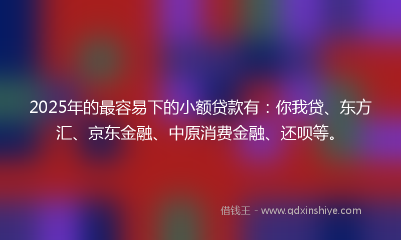 2025年的最容易下的小额贷款有：你我贷、东方汇、京东金融、中原消费金融、还呗等。