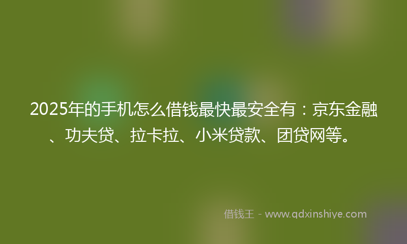 2025年的手机怎么借钱最快最安全有：京东金融、功夫贷、拉卡拉、小米贷款、团贷网等。