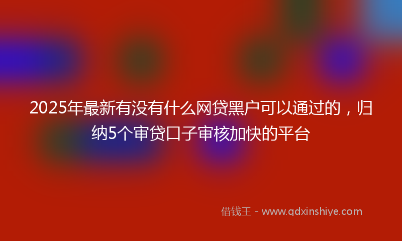 2025年最新有没有什么网贷黑户可以通过的，归纳5个审贷口子审核加快的平台