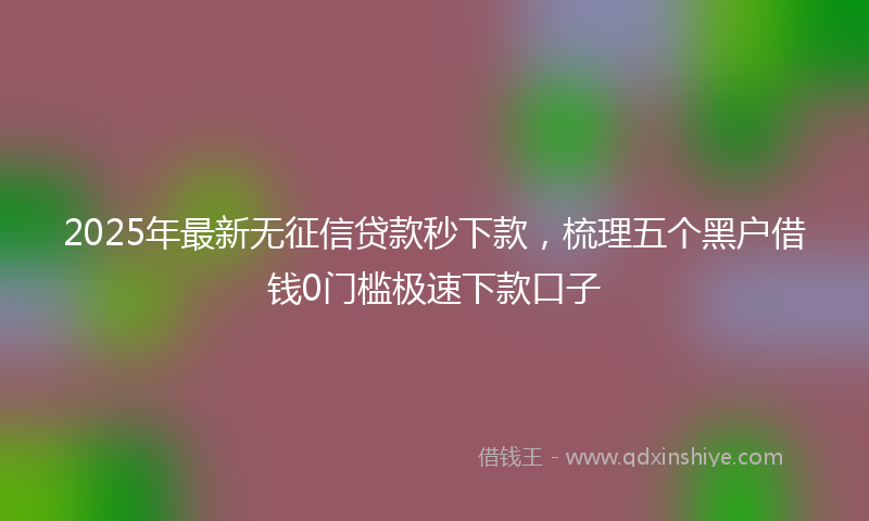 2025年最新无征信贷款秒下款，梳理五个黑户借钱0门槛极速下款口子