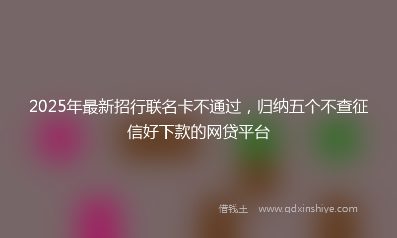 2025年最新招行联名卡不通过，归纳五个不查征信好下款的网贷平台