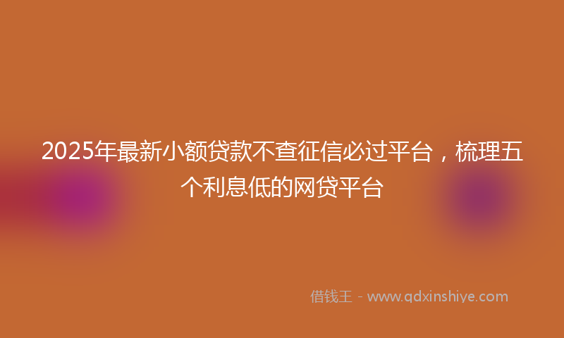 2025年最新小额贷款不查征信必过平台，梳理五个利息低的网贷平台