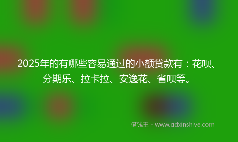 2025年的有哪些容易通过的小额贷款有：花呗、分期乐、拉卡拉、安逸花、省呗等。
