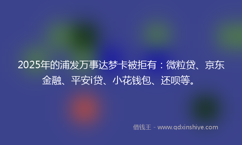 2025年的浦发万事达梦卡被拒有：微粒贷、京东金融、平安i贷、小花钱包、还呗等。