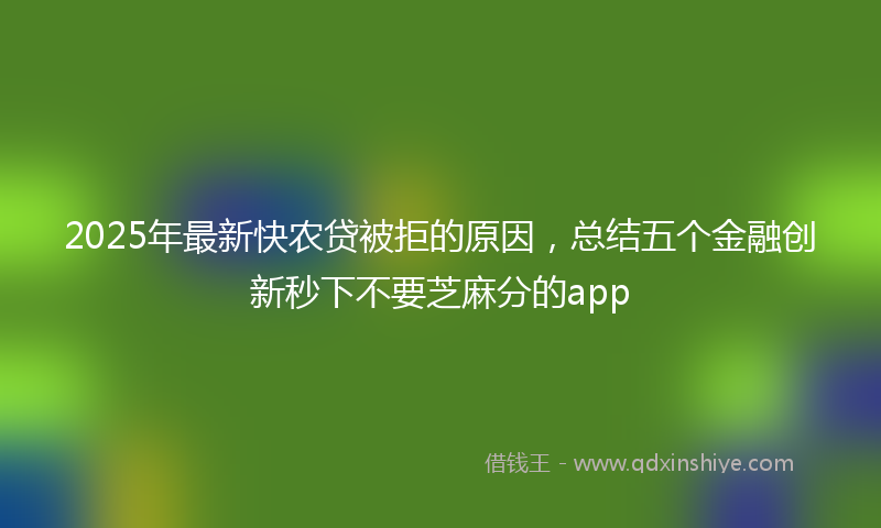 2025年最新快农贷被拒的原因，总结五个金融创新秒下不要芝麻分的app