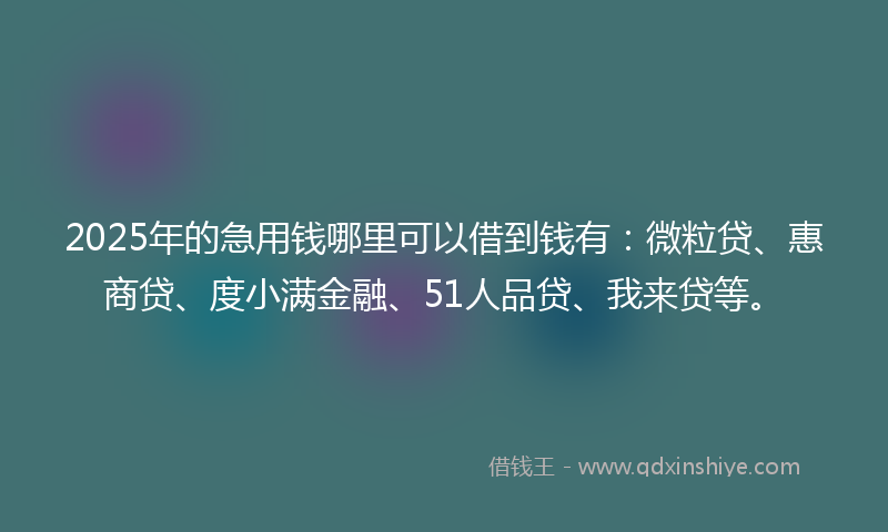 2025年的急用钱哪里可以借到钱有：微粒贷、惠商贷、度小满金融、51人品贷、我来贷等。